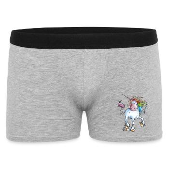 Regenbogen Einhorn - Männer Boxer Shorts - Grau meliert - Vorne