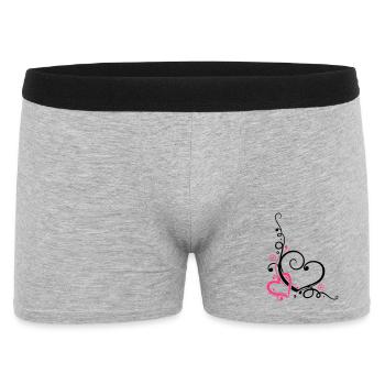Deux coeurs avec des fleurs - Boxer Homme - gris chiné - Devant