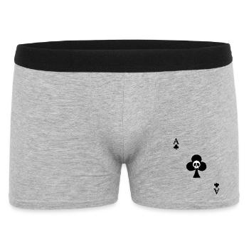 Schädel und Kreuz-Ass - Männer Boxer Shorts - Grau meliert - Vorne
