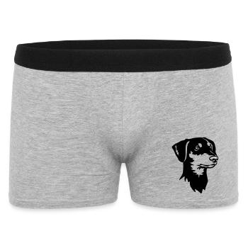 Deutscher Pinscher Kopf - Männer Boxer Shorts - Grau meliert - Vorne