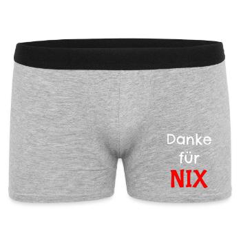 Dankeschön für Nix Design - Männer Boxer Shorts - Grau meliert - Vorne