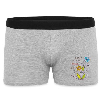 schön das es mich gibt, Blumen - Männer Boxer Shorts - Grau meliert - Vorne