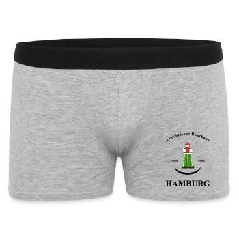 Hamburg Wahrzeichen Leuchtfeuer Bunthaus - Männer Boxer Shorts - Grau meliert - Vorne
