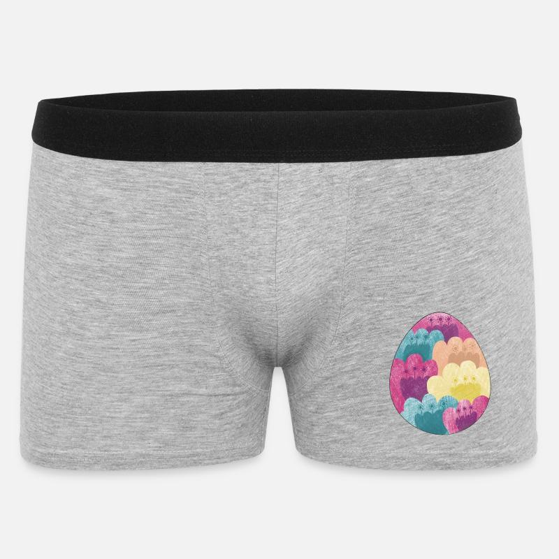 Buntes Osterei mit Blumen Muster - Männer Boxer Shorts - Grau meliert