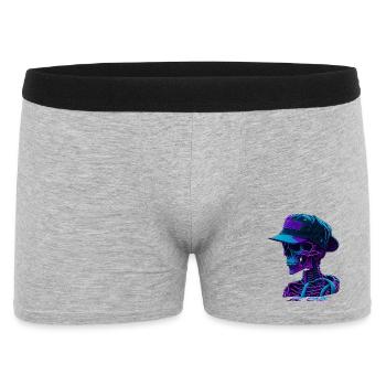 Skelett mit Kappe - Männer Boxer Shorts - Grau meliert - Vorne