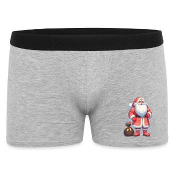 Ded Moroz Snegurotschka russischer Weihnachtsmann - Männer Boxer Shorts - Grau meliert - Vorne