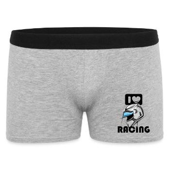 J’aime le casque de course Logo de course de moto de voiture - Boxer Homme - gris chiné - Devant