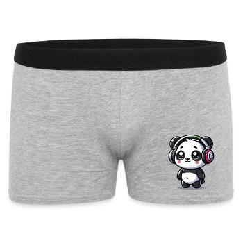 Cute Panda Headphone Motif - Men's Boxer Shorts - heather grey - Front