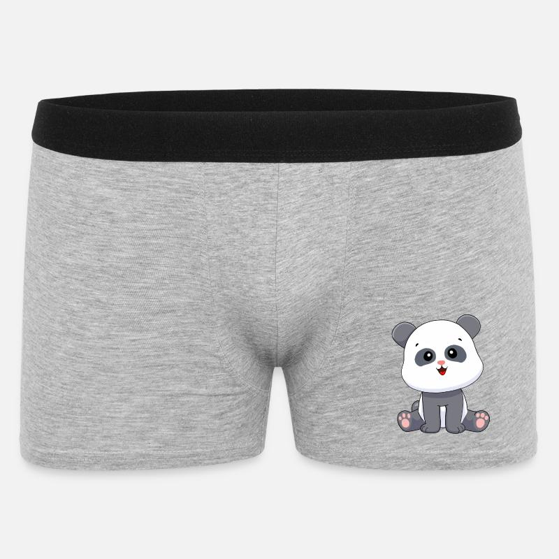 Panda Pandabär - Männer Boxer Shorts - Grau meliert