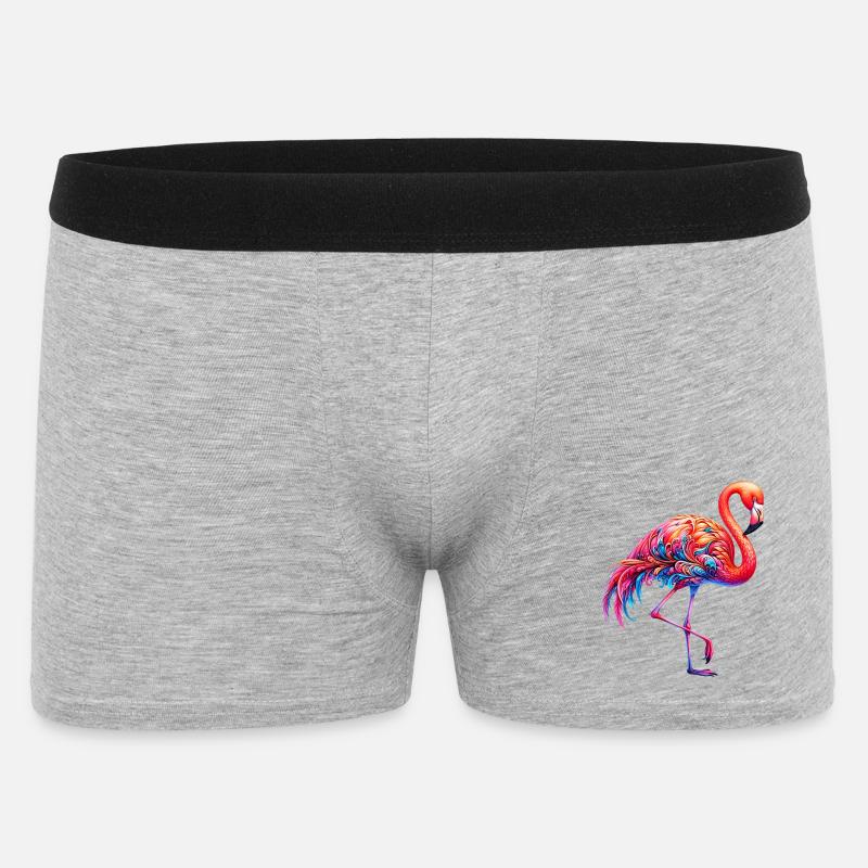 Flamingo - Männer Boxer Shorts - Grau meliert