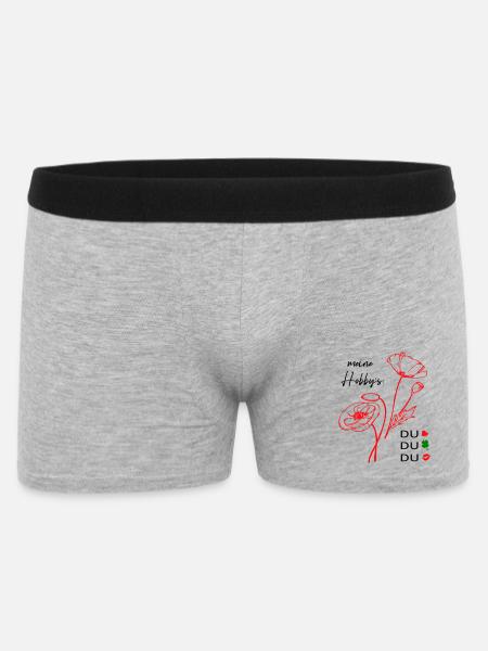 meine Hobbys sind Du, Love - Männer Boxer Shorts - Grau meliert