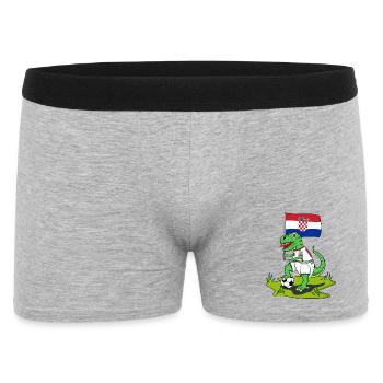 Kroatien Flagge Dinosaurier Rex Fußball  - Männer Boxer Shorts - Grau meliert - Vorne