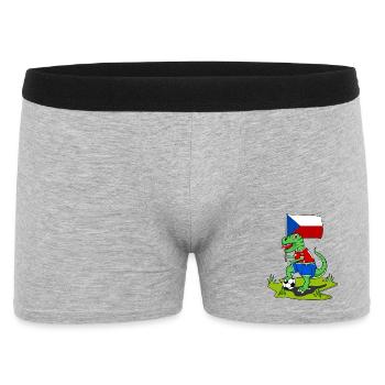 Drapeau de la République tchèque dinosaure Rex football - Boxer Homme - gris chiné - Devant