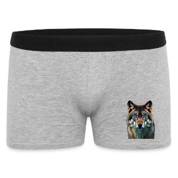 The Sapphire Gaze: Intense Portrait of a Wolf - Men's Boxer Shorts - heather grey - Front