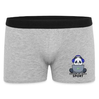 Nerd Shirt - Gamer Panda zocken ist auch Sport - Männer Boxer Shorts - Grau meliert - Vorne