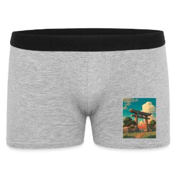 Sonnenuntergang hinter dem traditionellen Torii-Tor - Männer Boxer Shorts - Grau meliert - Vorne