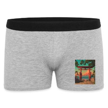 Torii Tor bei Sonnenuntergang am Ufer - Männer Boxer Shorts - Grau meliert - Vorne