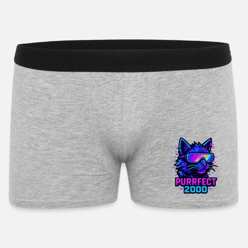 Neon Katze Purrfect 2000 Design - Männer Boxer Shorts - Grau meliert