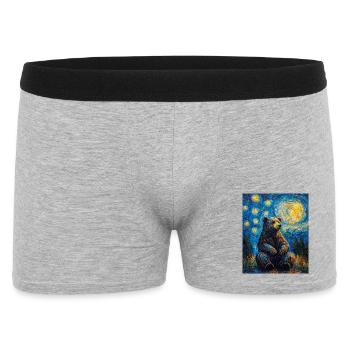 Bear Bears Van Gogh Style Starry Night - Men's Boxer Shorts - heather grey - Front