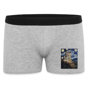 Luchs Van Gogh Style Starry  - Männer Boxer Shorts - Grau meliert - Vorne