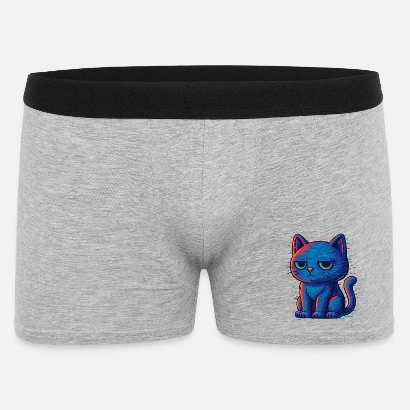 Grummel Katze - Männer Boxer Shorts - Grau meliert