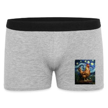 Poulet Coq Poulets Style Van Gogh Étoilé - Boxer Homme - gris chiné - Devant