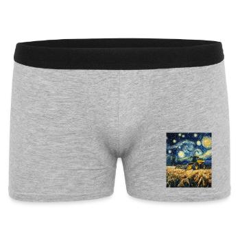 Mähdrescher Bauer Landwirt Van Gogh Style Starry  - Männer Boxer Shorts - Grau meliert - Vorne