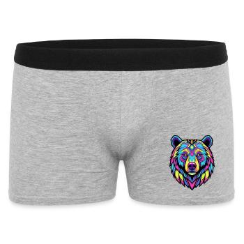 Néon Ours Tribal Illustration - Boxer Homme - gris chiné - Devant