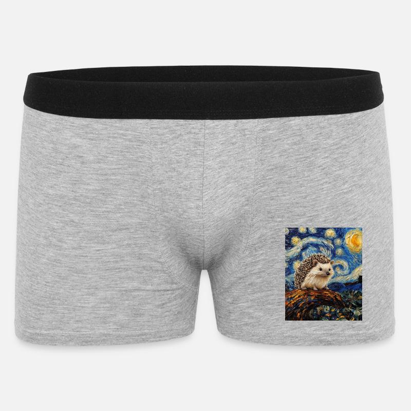  Igel Van Gogh Style Starry Night - Männer Boxer Shorts - Grau meliert