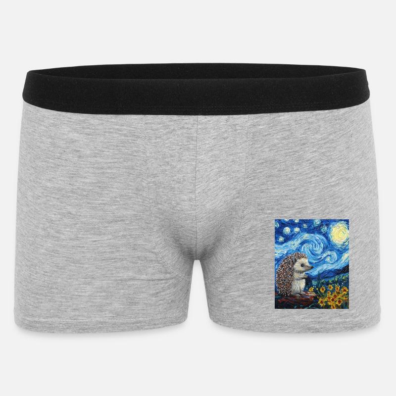  Igel Van Gogh Style Starry Night - Männer Boxer Shorts - Grau meliert