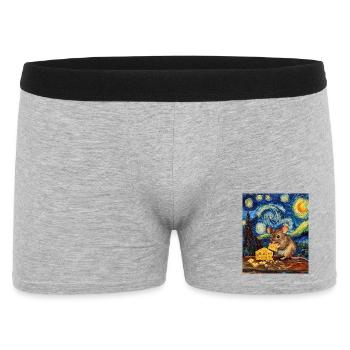 Mouse Eats Cheese Van Gogh Style Starry Night - Men's Boxer Shorts - heather grey - Front