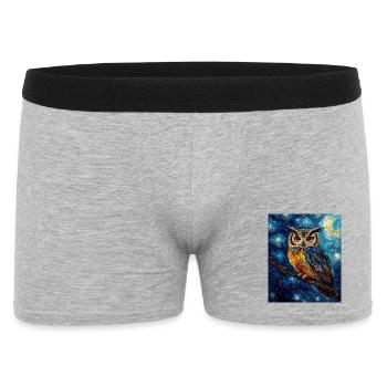 Owl Bird Van Gogh Style Starry Night - Men's Boxer Shorts - heather grey - Front