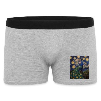 Peacock Bird Van Gogh Style Starry Night - Men's Boxer Shorts - heather grey - Front