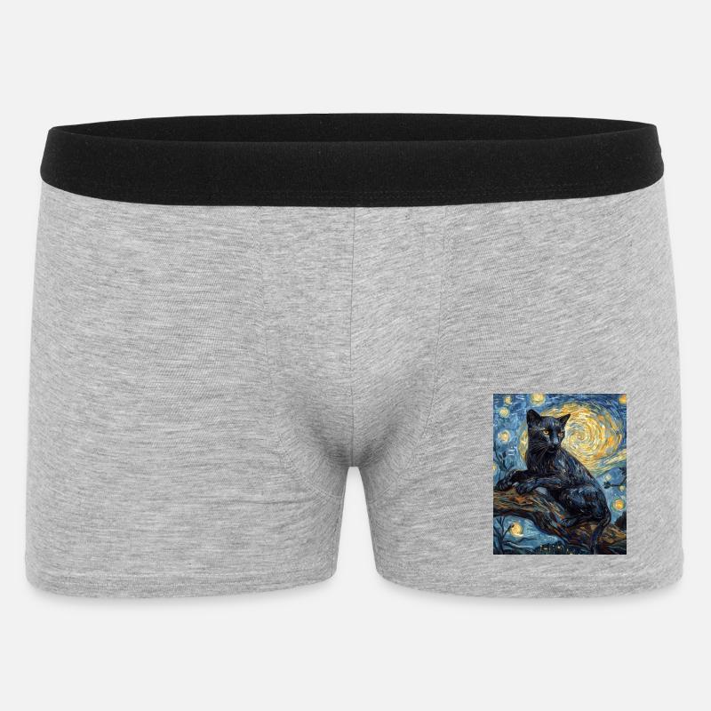 Panther Van Gogh Style Starry Night - Men's Boxer Shorts - heather grey