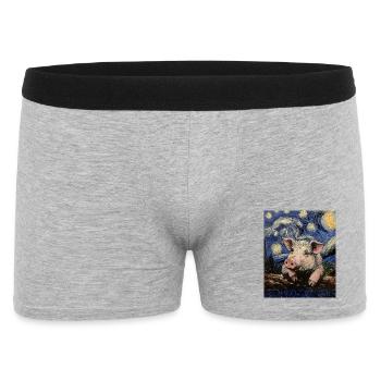 Pig Piglet Van Gogh Style Starry Night - Men's Boxer Shorts - heather grey - Front