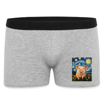 Pig Piglet Van Gogh Style Starry Night - Men's Boxer Shorts - heather grey - Front