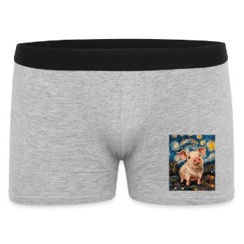 Pig Piglet Van Gogh Style Starry Night - Men's Boxer Shorts - heather grey - Front