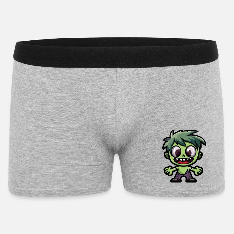 Zombie Halloween Niedlich Comic - Männer Boxer Shorts - Grau meliert