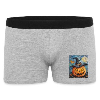 Kürbis Halloween Van Gogh Style Starry Night - Männer Boxer Shorts - Grau meliert - Vorne