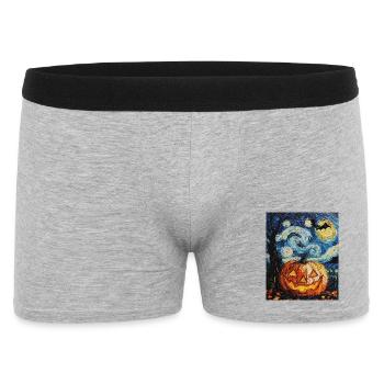 Pumpkin Bat Halloween Van Gogh Starry Night - Men's Boxer Shorts - heather grey - Front