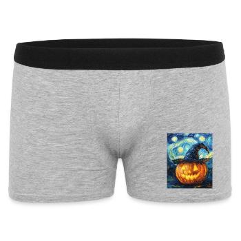 Kürbis Halloween Van Gogh Style Starry Night - Männer Boxer Shorts - Grau meliert - Vorne