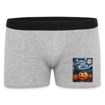 Kürbis Halloween Van Gogh Style Starry Night - Männer Boxer Shorts - Grau meliert - Vorne