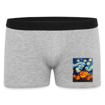 Kürbis Halloween Van Gogh Style Starry Night - Männer Boxer Shorts - Grau meliert - Vorne
