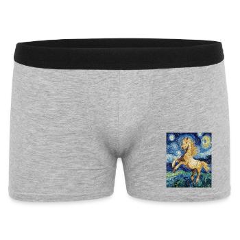Cheval Chevaux Cavalier Style Van Gogh Nuit étoilée - Boxer Homme - gris chiné - Devant