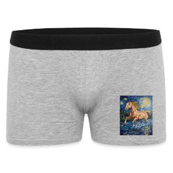 Cheval Chevaux Cavalier Style Van Gogh Nuit étoilée - Boxer Homme - gris chiné - Devant