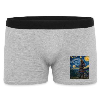 Samouraï Japon Style Van Gogh Nuit étoilée - Boxer Homme - gris chiné - Devant