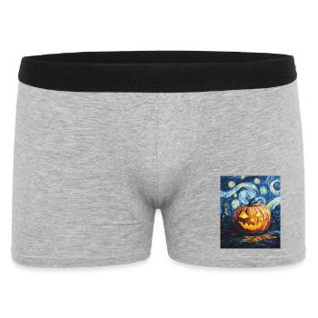 Kürbis Halloween Van Gogh Style Starry Night - Männer Boxer Shorts - Grau meliert - Vorne