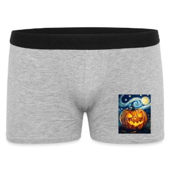 Kürbis Halloween Van Gogh Style Starry Night - Männer Boxer Shorts - Grau meliert - Vorne