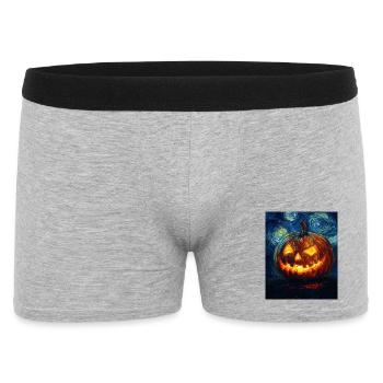 Kürbis Halloween Van Gogh Style Starry Night - Männer Boxer Shorts - Grau meliert - Vorne