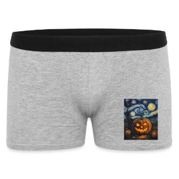 Kürbis Halloween Van Gogh Style Starry Night - Männer Boxer Shorts - Grau meliert - Vorne